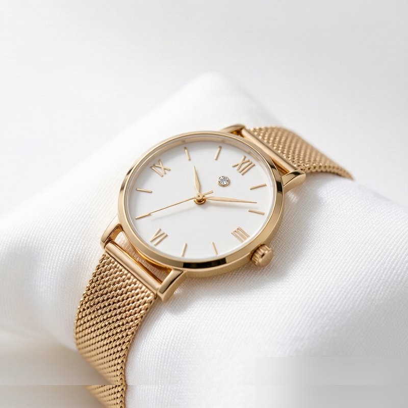 Gold Mesh Band Watch for women