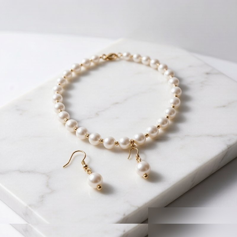Pearl Jewelry Set - necklace and earrings