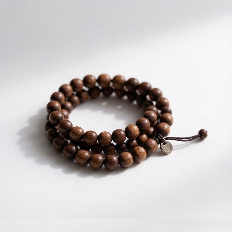 Peachwood Meditation Bracelet - Natural peachwood beads for spiritual protection and mindfulness meditation
