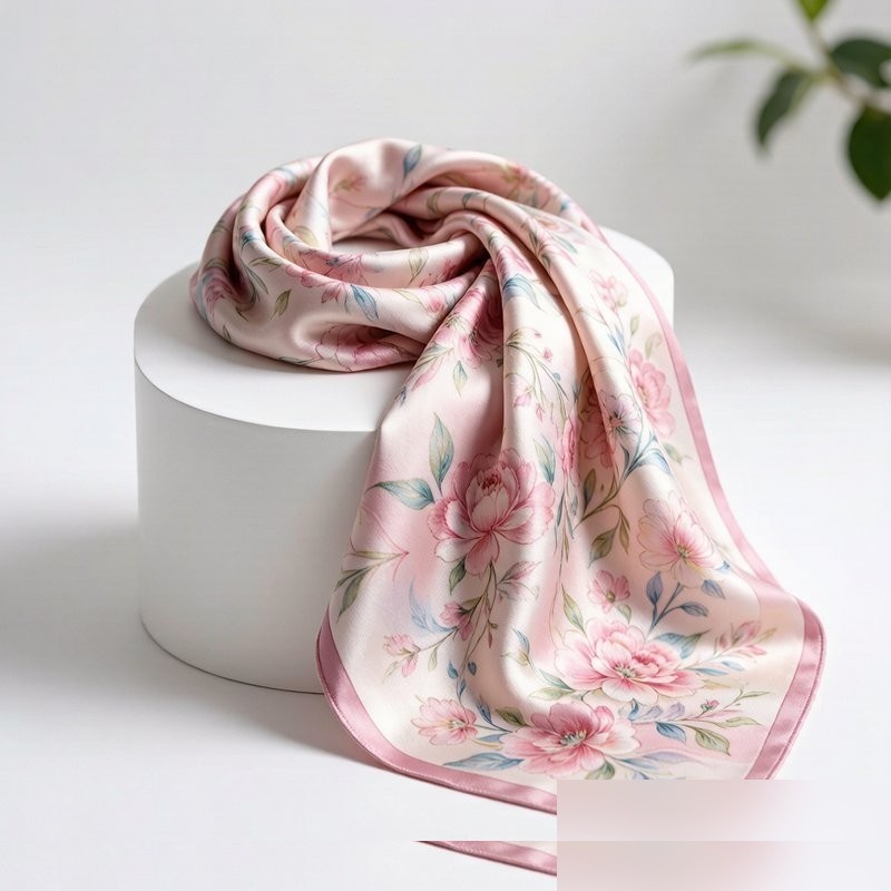 Silk Square Scarf with floral pattern